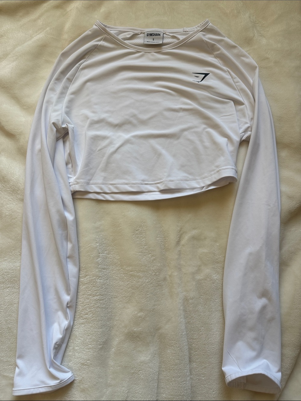 Gymshark White Long-Sleeve Cropped Athletic Top